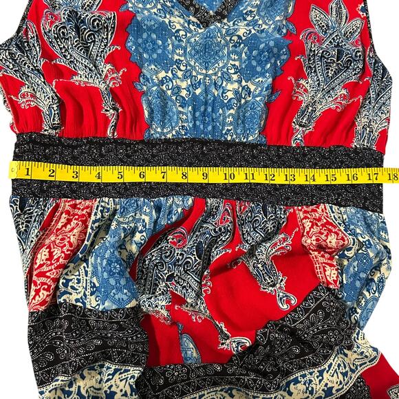 BILA Americana Bandana Print Handkerchief Hem V-Neck Boho Maxi Dress Size (XXL) - Picture 12 of 15